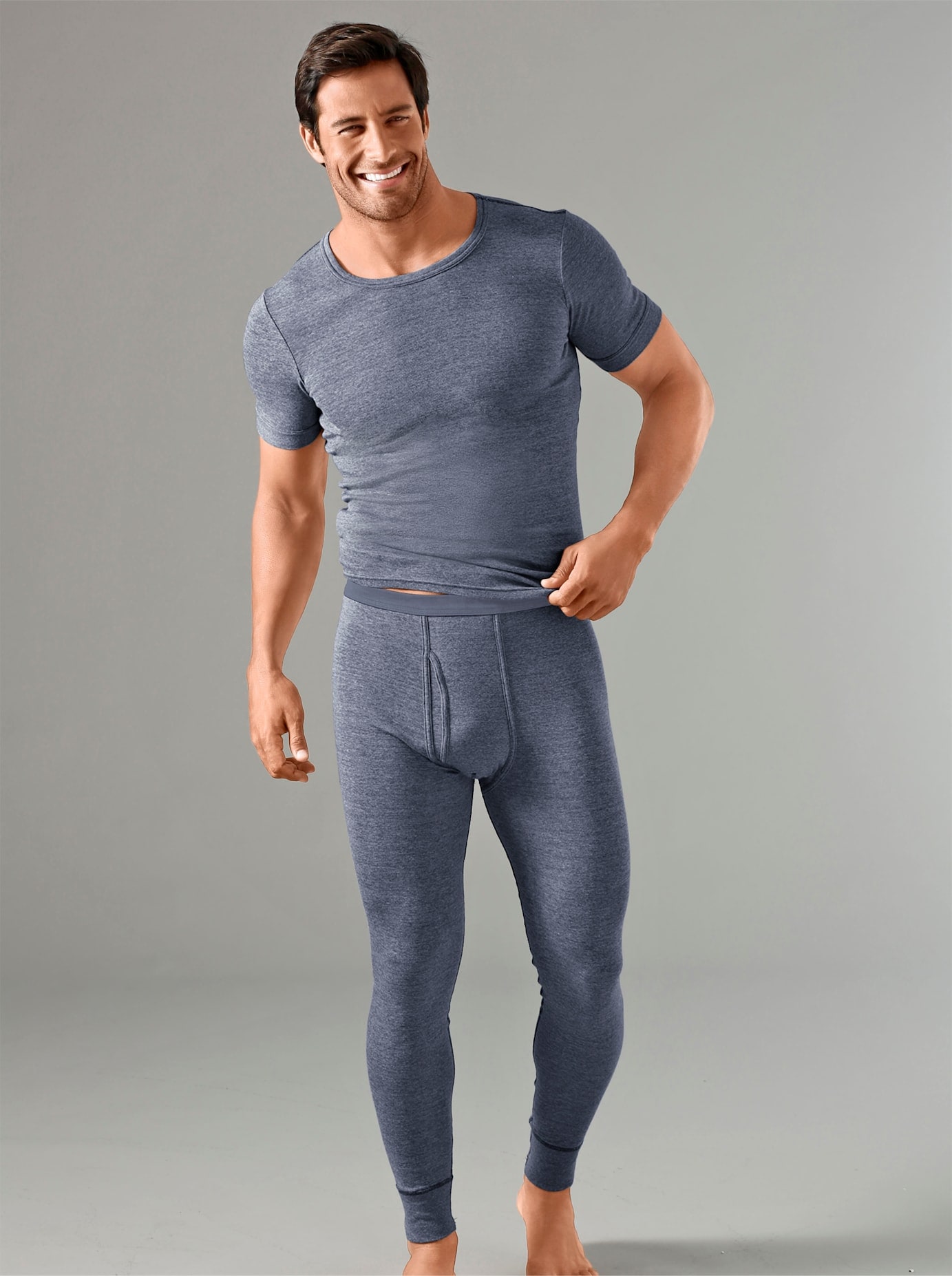 Lange Unterhose KINGS CLUB, Herren, Gr. 8, blau (blau, meliert), 100% Baumwolle, Unterhosen Image