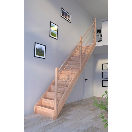 „STARWOOD Systemtreppe „“Massivholz Mykonos, Holz-Holz Design Geländer Rechts““ Treppen Durchgehende Wangenteile Gr. gerade, beige (natur) Treppen“