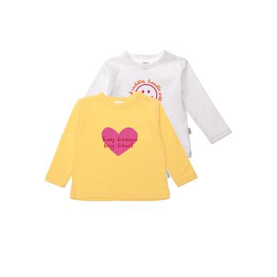 Langarmshirt LILIPUT "Tiny Human" Gr. 74/80, gelb (weiß-gelb) Jungen Shirts mit praktischen Druckknöpfen