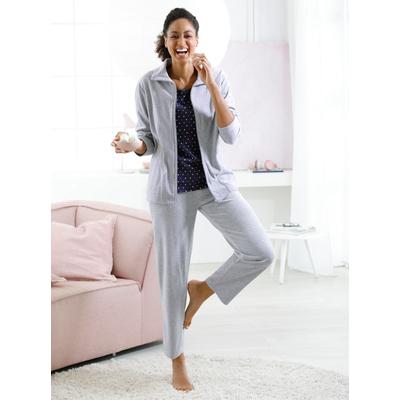 Hausanzug COMTESSA, Damen, Gr. 40/42, grau (grau, meliert), 80% Baumwolle, 20% Polyester, Langarm, Homewear-Sets Freizei