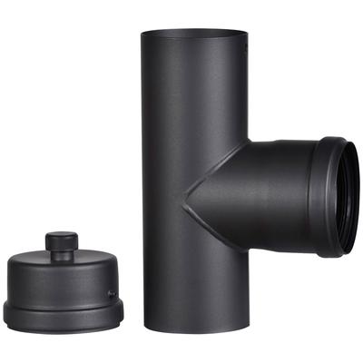 Ofenrohr FIREFIX, schwarz, B:9cm H:25cm L:15,5cm, Stahlblech, Rohre, für Pelletofenrohr Image