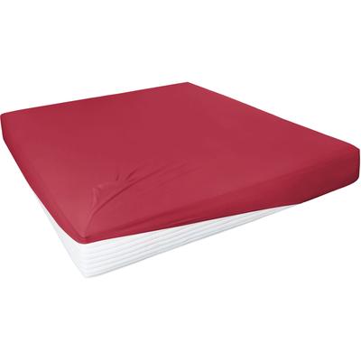Spannbettlaken PRIMERA "Elasthan-Feinjersey", rot, B:180-200cm L:200-220cm, Jersey-Elasthan, Obermaterial: 95% Baumwolle, 5% Elasthan, Laken, PREMIUM, aus 95% gekämmter Baumwolle und 5% Elasthan, bis 28 cm Höhe Image