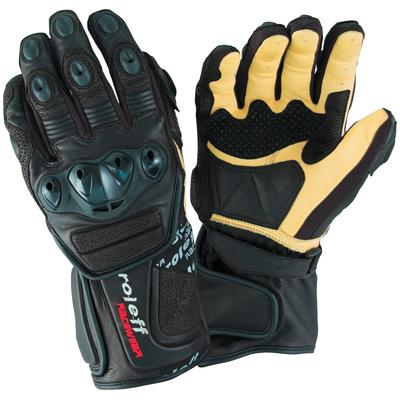Motorradhandschuhe ROLEFF "RO 69" Gr. M, schwarz (schwarz, beige), Handschuhe, M, Obermaterial: 90% Rindsleder, 10% Polyester. Innenfutter: 100% Polyester, winddicht