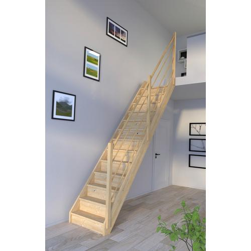 „STARWOOD Raumspartreppe „“Massivholz Korfu, Holz-Holz Design Geländer Rechts““ Treppen Durchgehende Wangenteile Gr. gerade, beige (natur) Treppen“