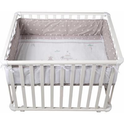 Laufgitter ROBA "Indibär, weiß, 75x100 cm", Baby, weiß, Laufställe, mit Stoffeinlage und Nestchen