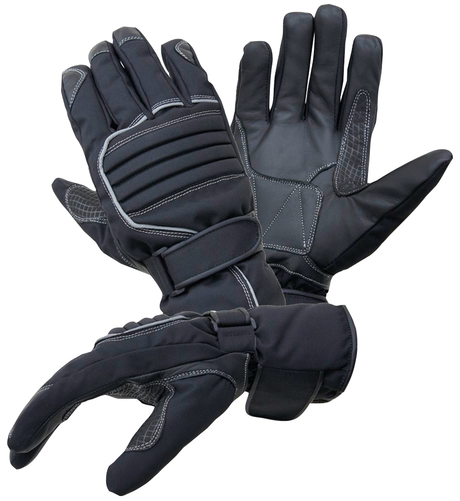 Motorradhandschuhe PROANTI Gr. M, schwarz, Handschuhe, M, Obermaterial: 40% Rindsleder, 40% Nylon, 15% Polyester, 5% Polyurethan. Innenfutter: 100% Polyester, für Regenwetter geeignet, wasserdicht Image
