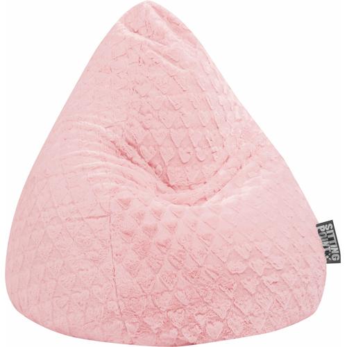 "Sitzsack SITTING POINT ""Sitzsack FLUFFY HEARTS XL"" Sitzsäcke rosa (rose) Baby Sitzsäcke Plüschsitzsack mit Herzoptik"