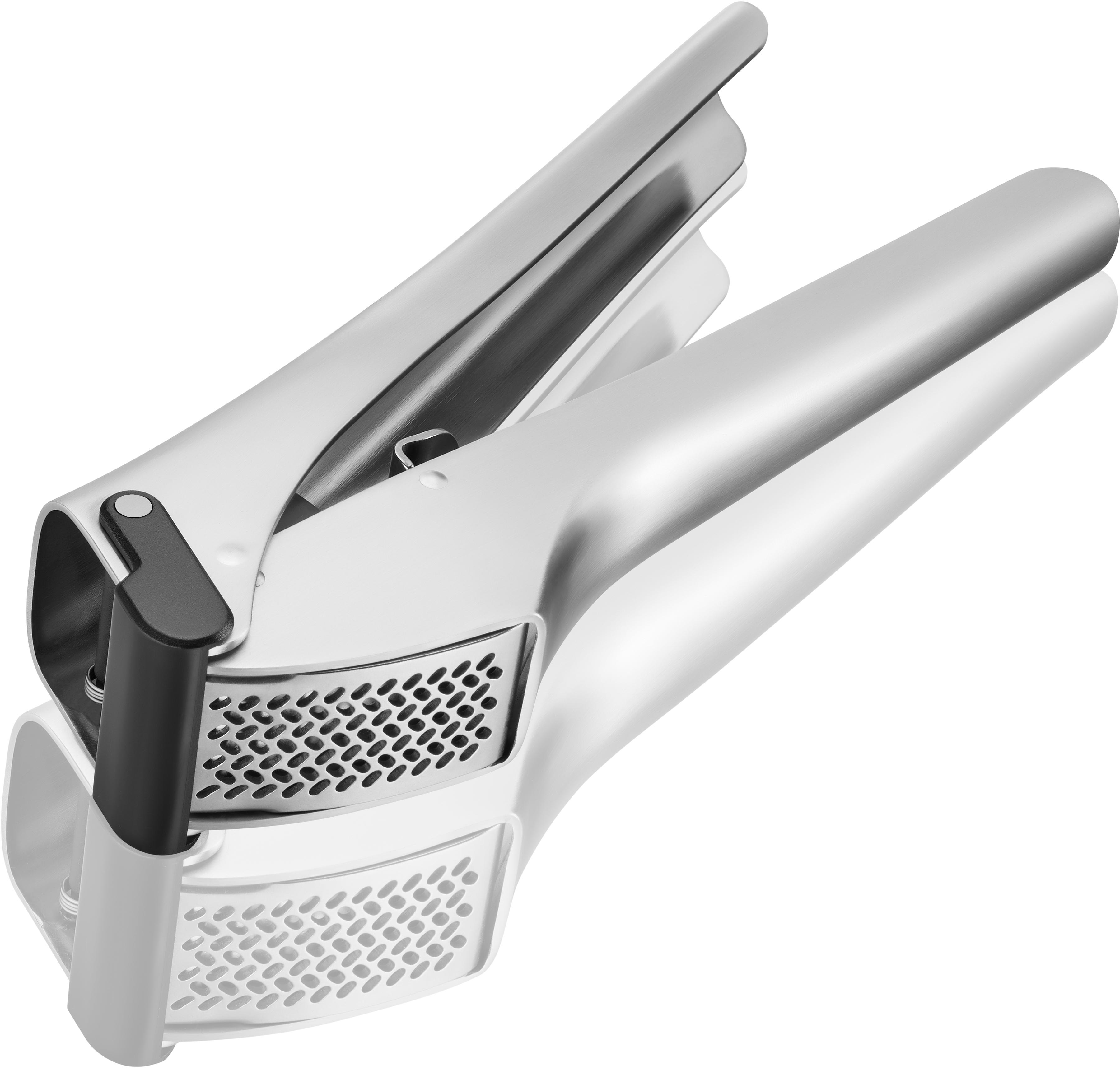 Knoblauchpresse GEFU "Garlico", silber (silberfarben), B:3,7cm L:20,6cm T:6,2cm, Edelstahl, Küchenpressen