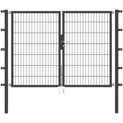 Zaundoppeltür ALBERTS "Flexo", grau (anthrazit), B:200cm H:140cm, Stahl, Tore, 200 cm Breite, in versch. Höhen