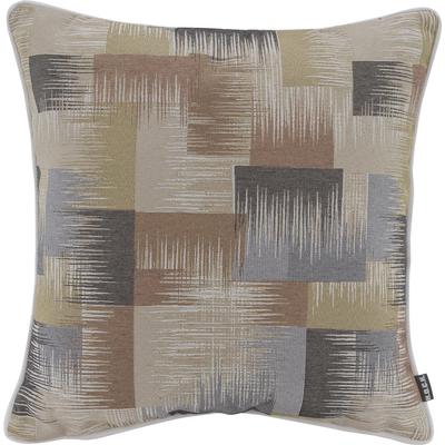 Dekokissen H.O.C.K. "Monti", braun (beige, braun, schwarz, gemustert), B:50cm H:10cm L:50cm, Baumwolle, Polyester, Dekokissen_Sitzkissen_Kissenhüllen, mit weißem Keder, Kissenhülle mit Füllung, 1 Stück Image