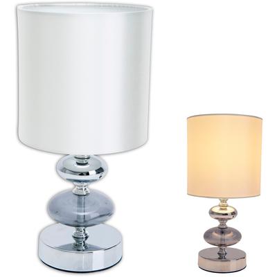NÄVE Tischleuchte "Mali", weiß (weiß, chromfarben), Ø 15cm H: 28,5cm, Lampen, E14 max. 40W, Material: Metall/Glas/Textil, Farbe: weiß/chrom, IP20 Image