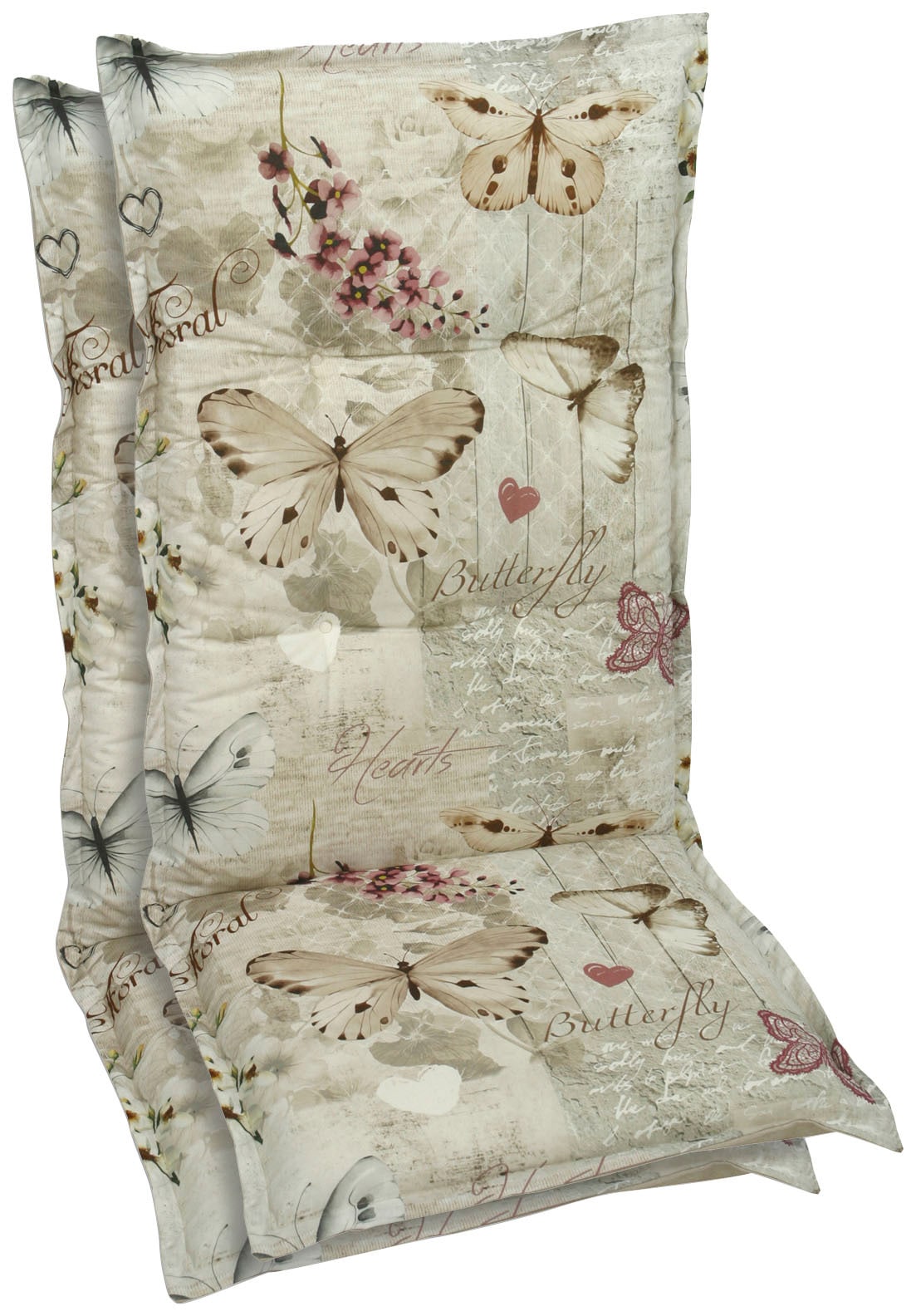 Hochlehnerauflage GO-DE, rosa (creme, braun, rose), B:120cm H:5,5cm T:50cm, Bezug: 65% Polyester, 35% Baumwolle, Polsterauflagen, 50 cm x 6 cm x 120 cm