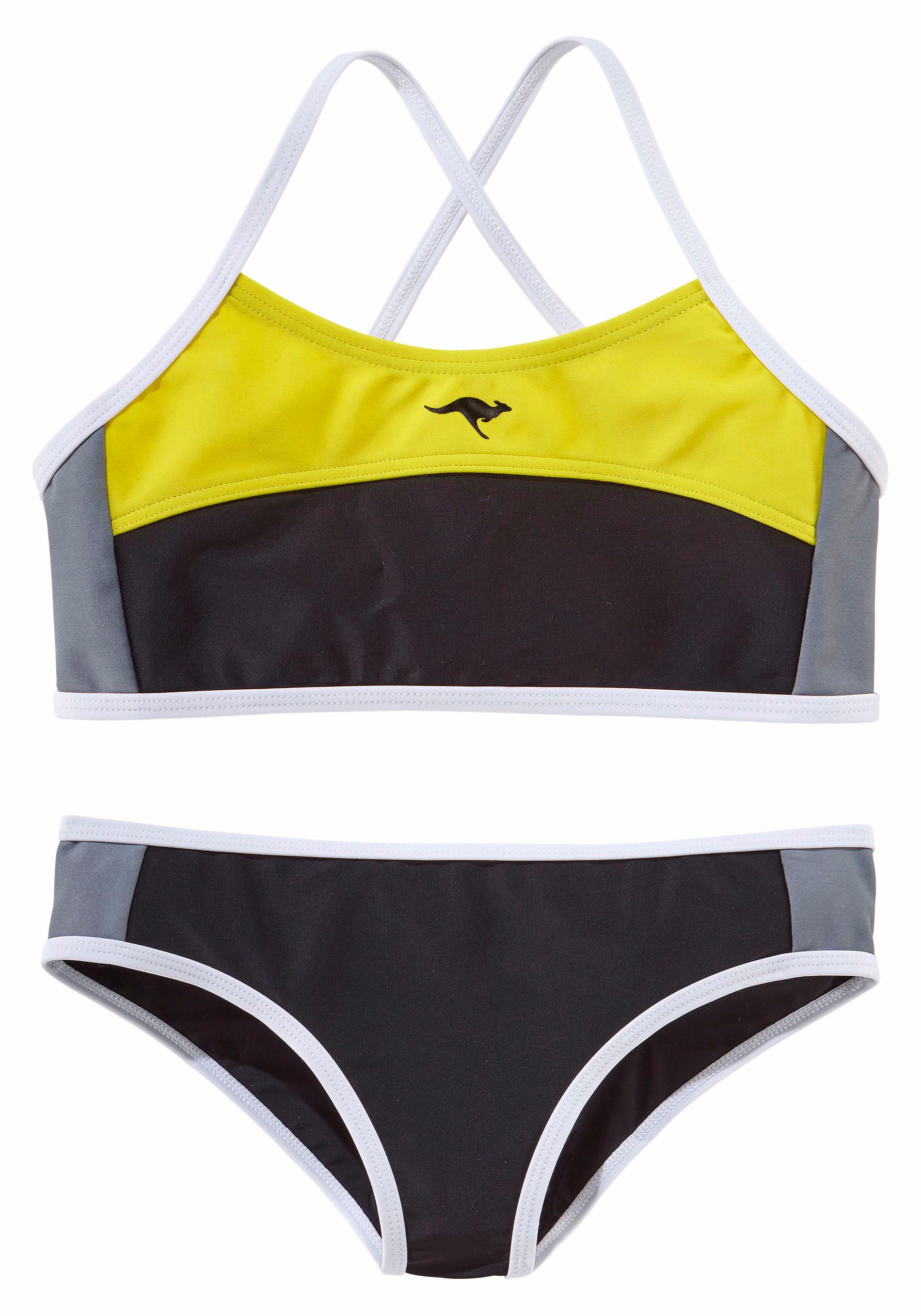 Bustier-Bikini KANGAROOS, Kinder, Gr. 170/176, N-Gr, schwarz (schwarz, gelb), Polyamid, Bikini-Sets, im sportlichen Look Image