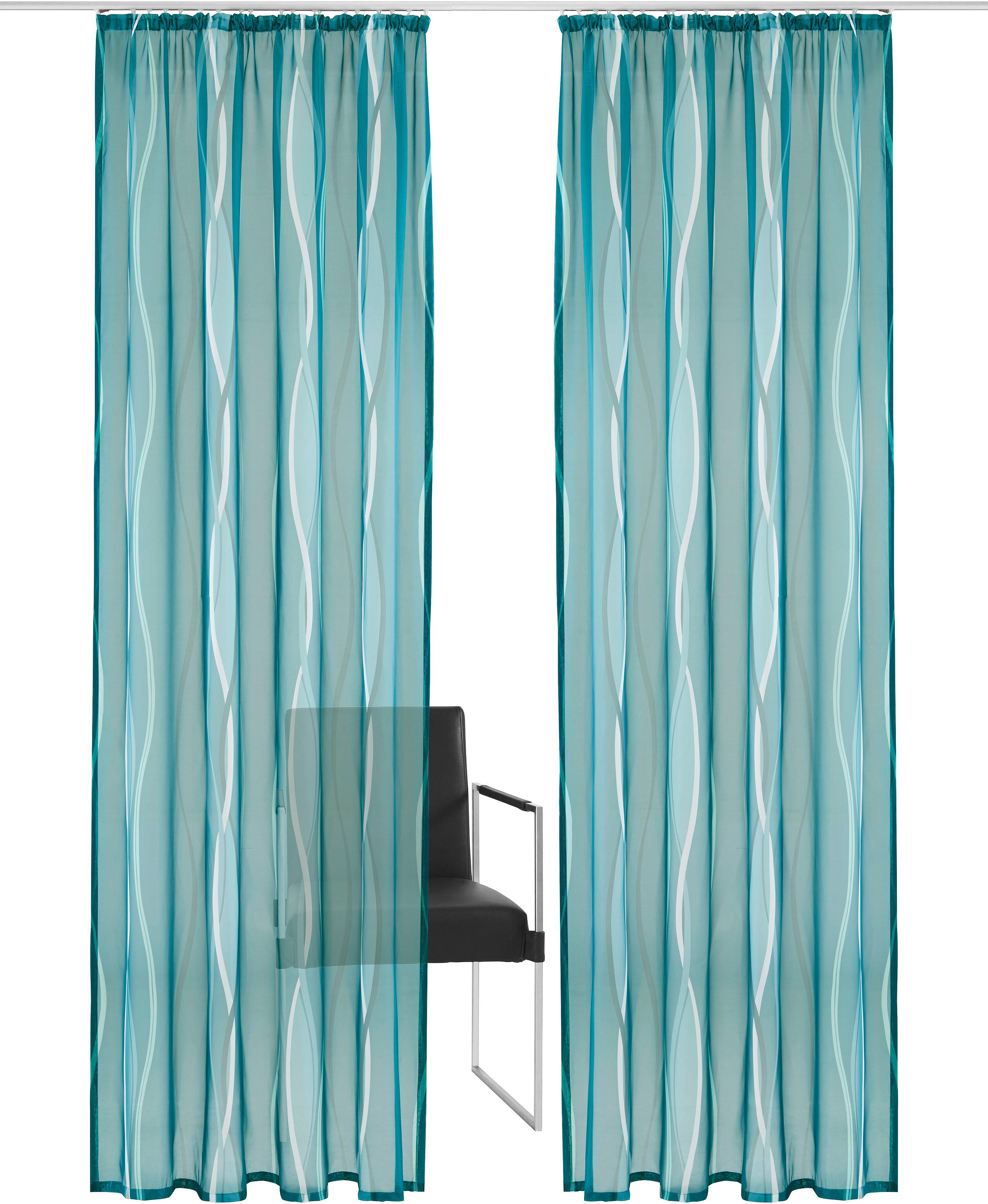 Gardine OTTO HOME "Dimona" Gr. 1, blau (petrol), B:140cm H:145cm, Voile, Polyester, Gardinen, Gardine, 2er-Set, transparent, Voile, Polyester Image