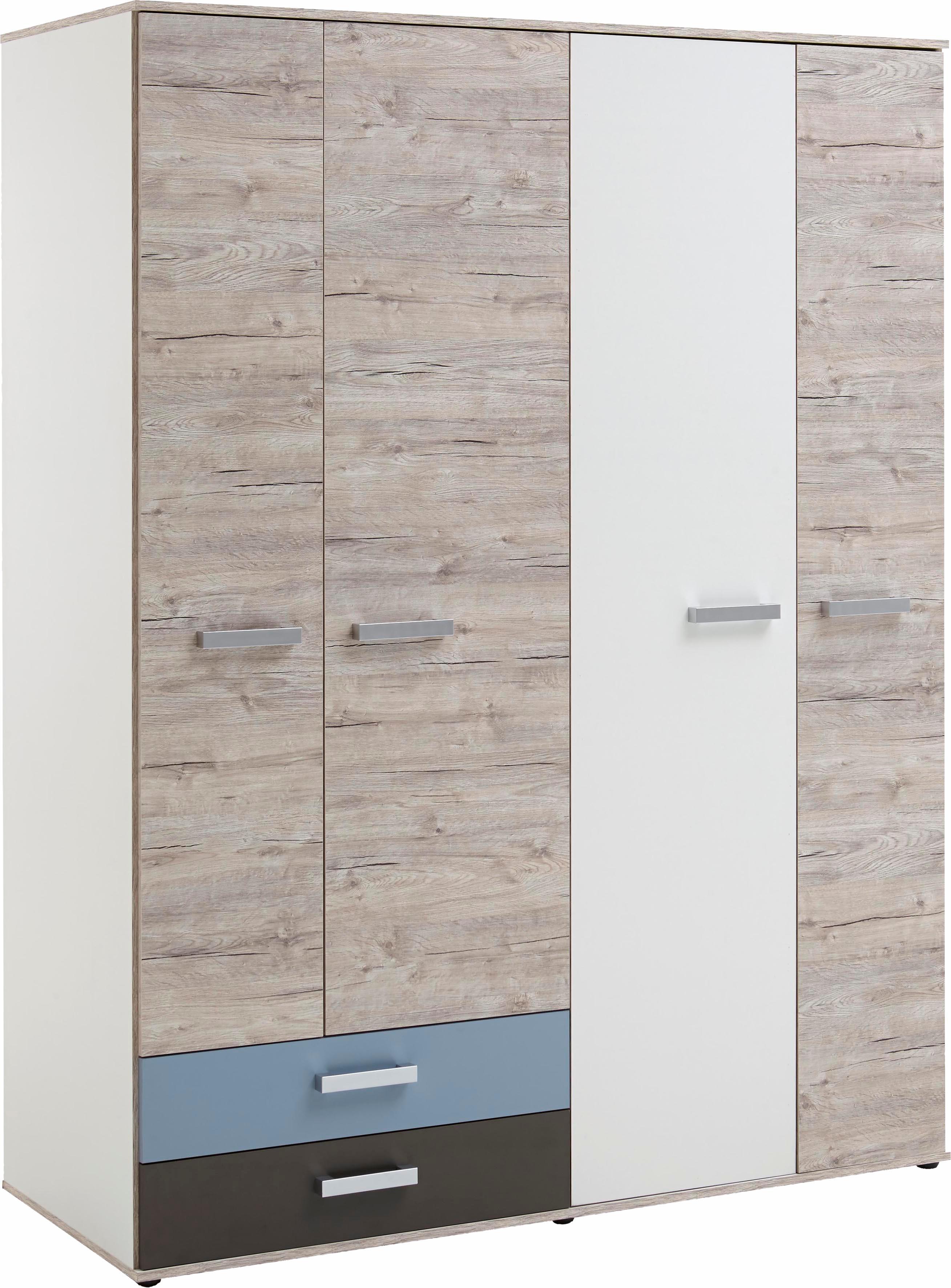 Mehrzweckschrank FMD "Nona 9", bunt (weiß, sandeichefarben, bunt), B:149,5cm, Schränke, Mehrzweckschrank