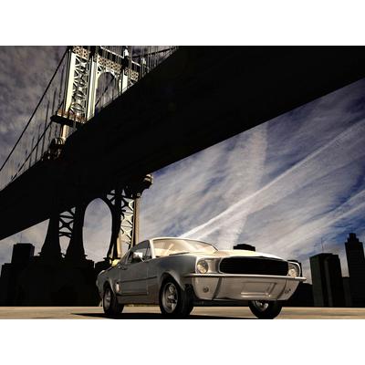 PAPERMOON Fototapete "Auto unter Brücke" Tapeten Gr. B/L: 4,50 m x 2,80 m, Bahnen: 9 St., bunt Fototapeten