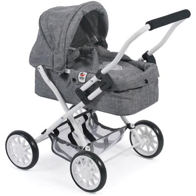 Puppenwagen CHIC2000 "Smarty, Jeans Grey" grau (jeans grey) Kinder mit herausnehmbarer Tragetasche