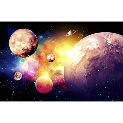 Fototapete PAPERMOON "GALAXIE-WELTALL UNIVERSUM PLANETEN SOLAR SYSTEM STERNE", bunt, B:5,00m L:2,80m, Vlies, Tapeten Image