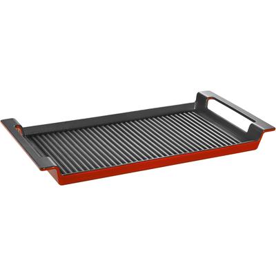 Grillplatte SCHULTE-UFER "Rustika", rot (rot, schwarz), B:24cm T:44cm, Gusseisen, Grillroste, Induktion Image
