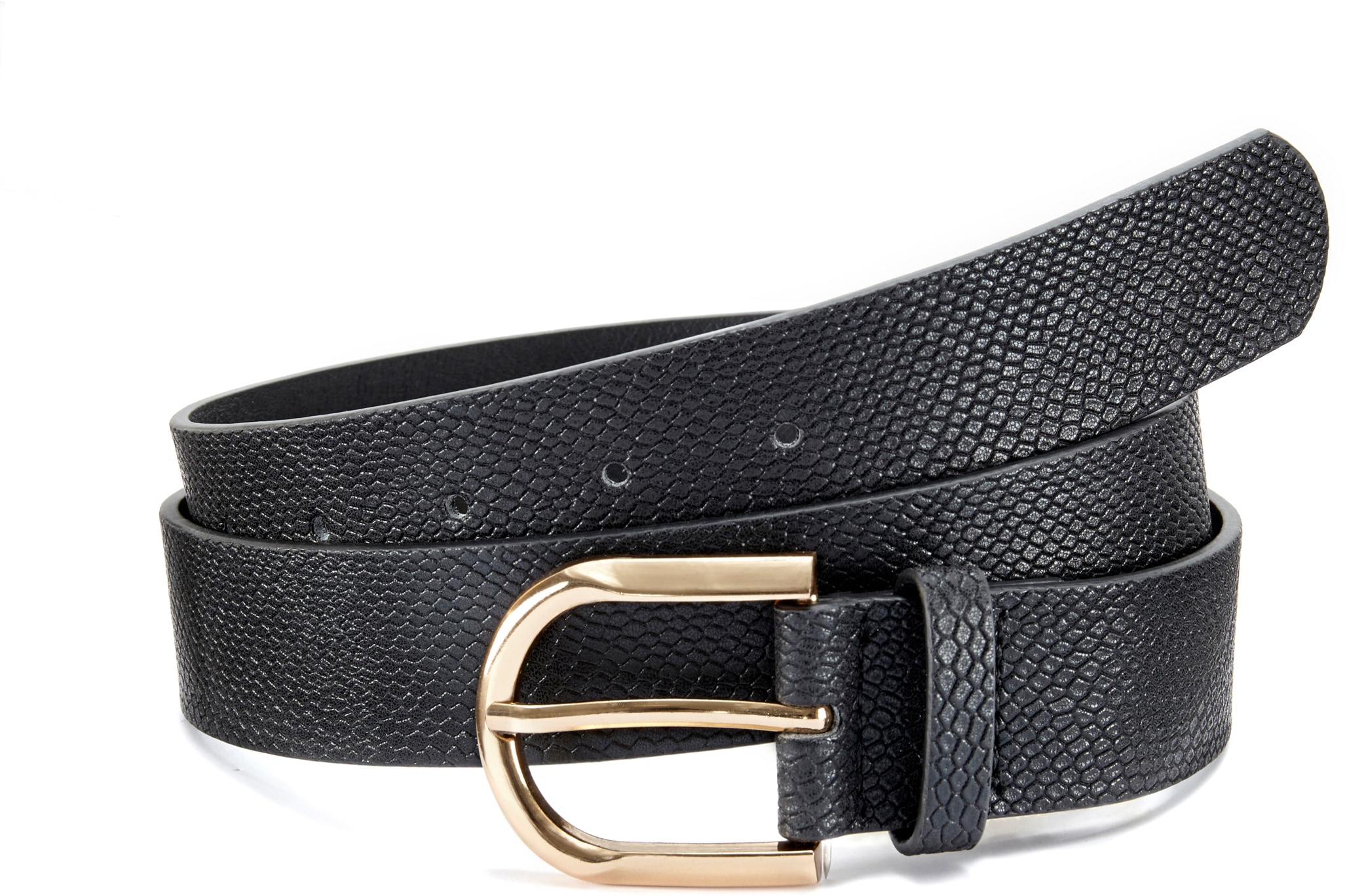 Hüftgürtel LASCANA "Hosengürtel", Damen, Gr. 90, schwarz, Lederimitat, Abriebeffekte, Animalmuster, Reptilienprägung, Schlangenoptik, Snakeprint, animal-print, bedruckt, beschichtet, gemustert, geprägt, geprägtes Muster, leicht glänzend, metallic,... Image
