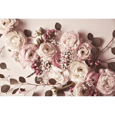 Fototapete LIVING WALLS "ARTist Flat Lay Flower", rosa (beige, creme, rosa), B:4m L:2,7m, Vlies, Tapeten, Vlies, Wand, Schräge