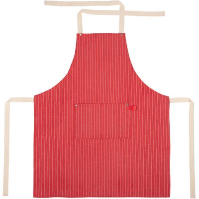 Kochschürze STUCO "gestreift", rot (rot, natur), B:70cm L:85cm, Materialmix, Schürzen, Zehentrenner, mit Brusttasche Image