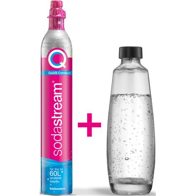 SodaStream Wassersprudler QC-Reservepack, (Set, 2 tlg.), 1x Quick Connect CO2-Zylinder (Ergiebigkeit: 60L) und 1L Glasflasche bunt Sodastream Küchenkleingeräte Haushaltsgeräte