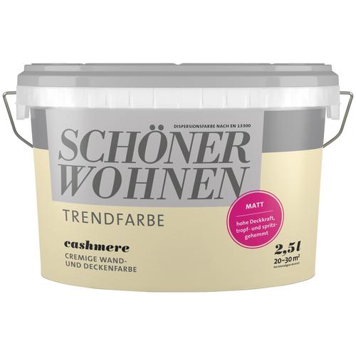 „SCHÖNER WOHNEN-FARBE Wand- und Deckenfarbe „“Trendfarbe, matt““ Farben 2,5 Liter, Cashmere, hochdeckende Wandfarbe – für Allergiker geeignet Gr. 2,5 l 2500 ml, beige (cashmere) Wandfarbe bunt“