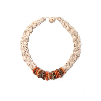 Kette mit Anhänger "Alexa", Damen, Gr. one size, Baumwolle, beige (natur), COLLEZIONE ALESSANDRO, Basic, Halsketten, geflochtenes Baumwollband Image