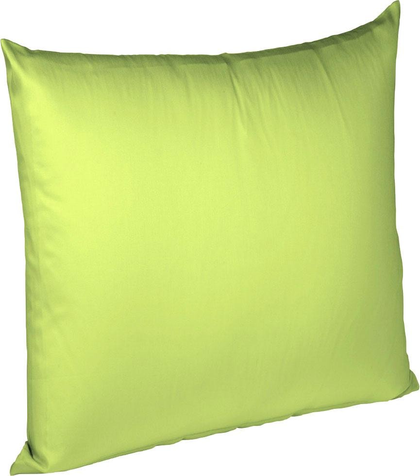 Kissenbezug FLEURESSE "Colours Mako Satin, 100% Baumwolle, mit Reißverschluss", grün (apfelgrün), B:80cm L:80cm, Mako-Satin, Mako-Satin, Kissenbezüge, Mako Satin, glänzend, glatt, Premium Qualität Image