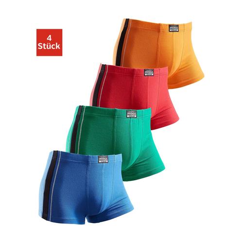 Boxer AUTHENTIC UNDERWEAR Gr. 7, bunt (rot, orange, grün, blau) Herren Unterhosen mit kontrastfarbigen Streifen seitlich