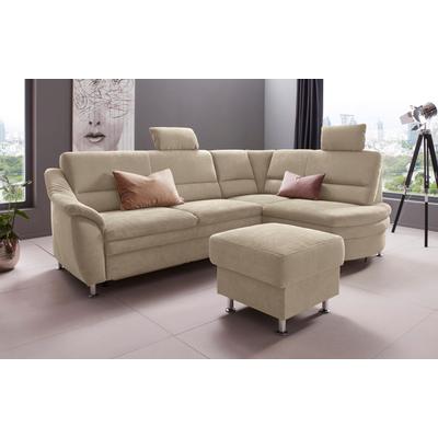 Ecksofa PLACES OF STYLE "Cardoso L-Form", beige, B:250cm H:90cm T:175cm, Struktur imprägniert (100% Polyester), Luxus-Microfaser ALTARA NUBUCK (100% Polyester), Struktur (52% Polyester, 35% Polyacryl, 13% Baumwolle), Luxus-Microfaser weich (90%... Image