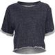 Langarmshirt URBAN CLASSICS "Damen Ladies Melange Cropped Short Sleeve Crew" Gr. M, blau (navy, grey) Herren Shirts Langarm