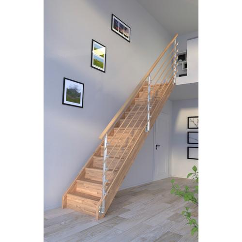 „STARWOOD Systemtreppe „“Massivholz Mykonos, Design-Geländer Holzrundstäbe““ Treppen Durchgehende Wangenteile Gr. gerade, beige (natur) Treppen“