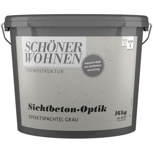 „SCHÖNER WOHNEN-FARBE Spachtelmasse „“TRENDSTRUKTUR Sichtbeton-Optik Effektspachtel““ Farben 16 kg, grau, lösemittelfreie Spachtelmasse für die Effektspachtelung grau Malerwerkzeug“