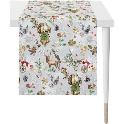 Tischläufer APELT "3610 Winterwelt, Weihnachtsdeko, Weihnachten", bunt (hellgrau, grün, bunt), B:48cm L:140cm, Baumwolle, Tischdecken, Digitaldruck Image