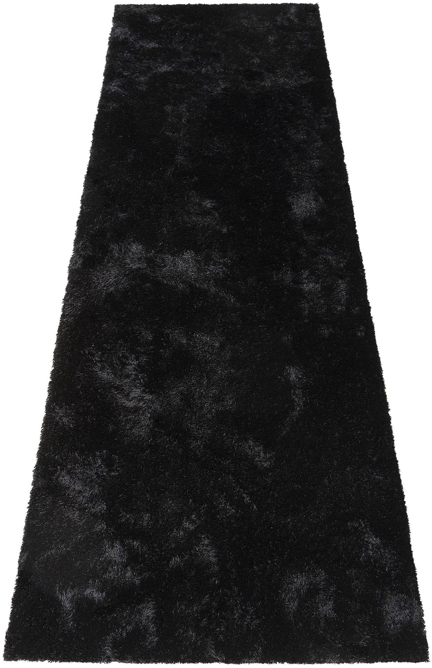 Hochflor-Läufer BRUNO BANANI "Dana Teppich, Kundenliebling" Gr. 19, schwarz, B:80cm H:30mm L:500cm, Kunstfaser, Teppiche, Brücke, uni, weich, Mikrofaser, Diele, Flur, Wohnzimmer, Schlafzimmer Image