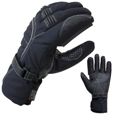 Motorradhandschuhe PROANTI Gr. M, schwarz, Handschuhe, M, Obermaterial: 45% Rindsleder, 40% Nylon, 10% Polyester, 5% Polyurethan. Innenfutter: 100% Polyester, Winter Regenhandschuhe mit Visierwischer, wasserdicht