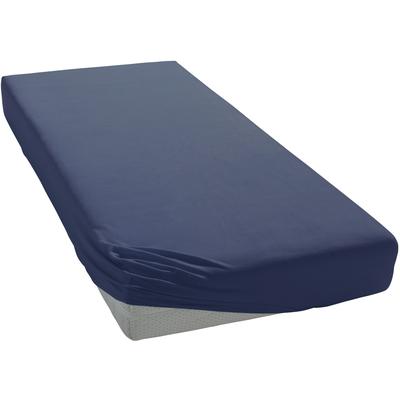 Spannbettlaken JANINE "MAKO-FEINJERSEY 5007", blau (marine), B:90-100cm L:200cm, Mako-Jersey, Obermaterial: 100% Baumwolle, Laken, aus 100% Baumwolle, für Matratzen bis 26 cm Höhe Image