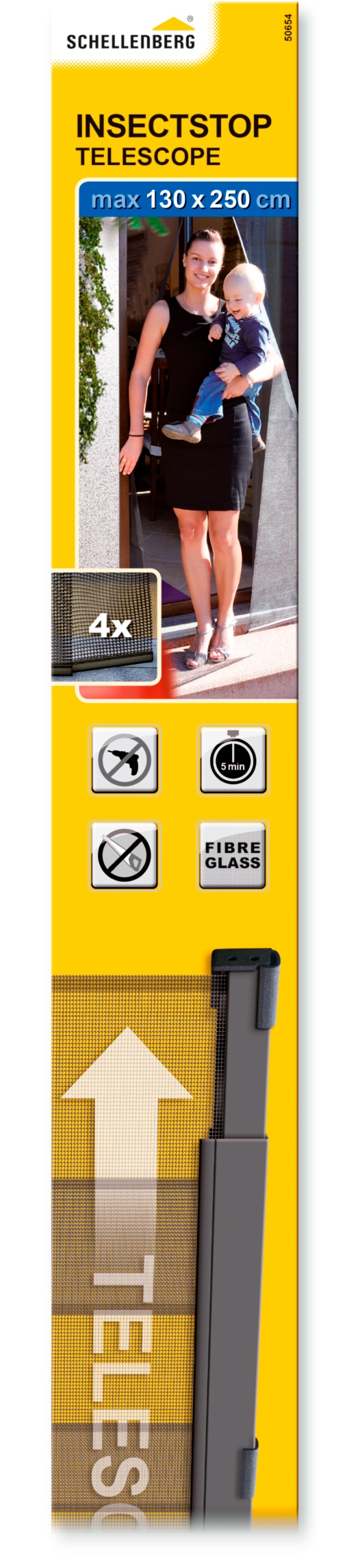 Insektenschutz-Vorhang SCHELLENBERG "Telescope, Fliegengitter für Balkontüren und Terrassentüren", grau (rahmen: grau gewebe: grau), B:130cm H:250cm, Insektenschutzgitter, 70 - 95 x 220 cm oder 105 - 130 x 220 cm, anthrazit