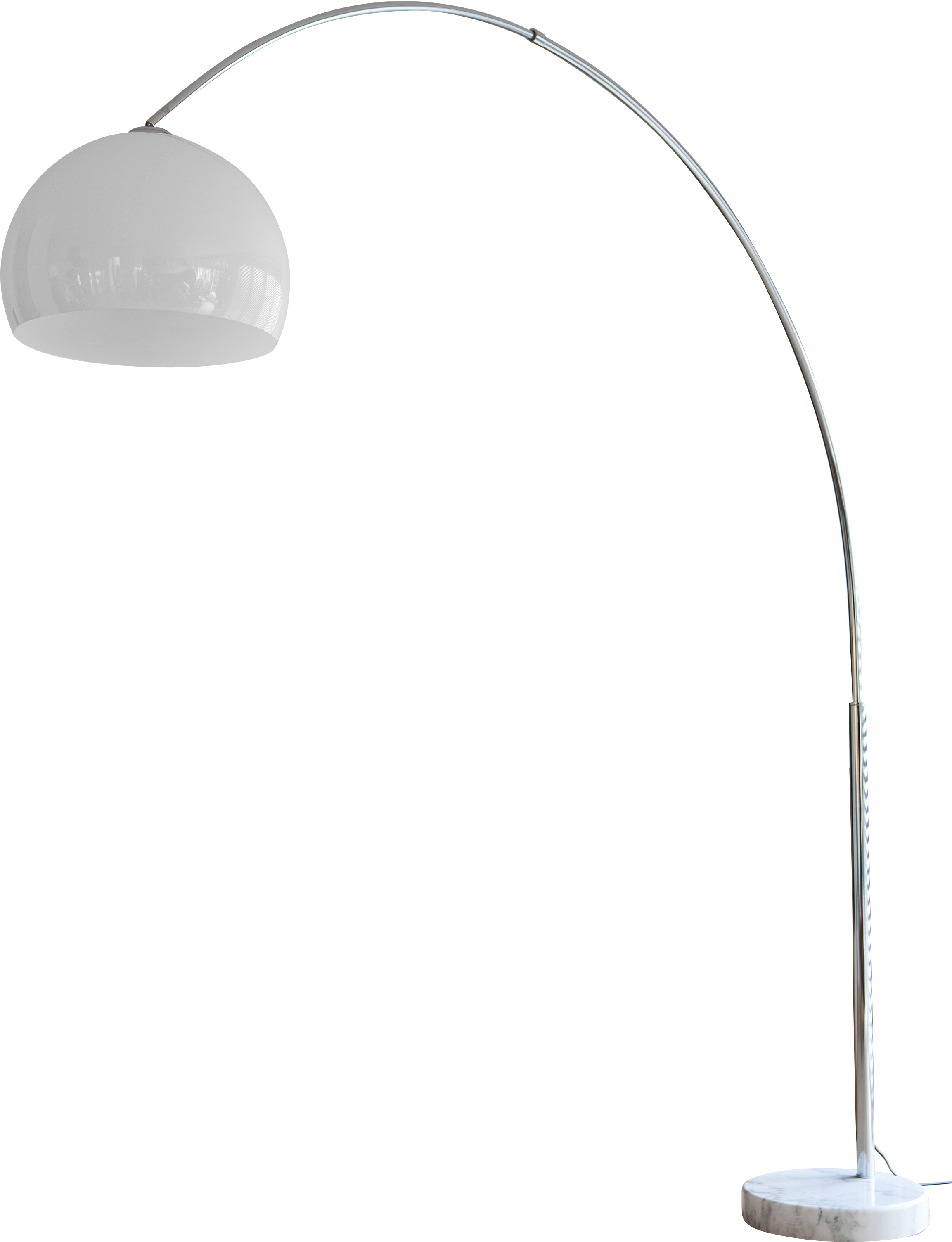 SALESFEVER Bogenlampe, weiß (weiß, chromfarben), 1, Ø 40cm H: 206cm, 1 Stk., Leuchten, Höhenverstellbar und mit Dimmschalter, echter Marmorfuß