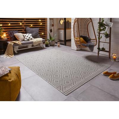 Teppich HANSE HOME "Breeze" Gr. 6, grau (grau, creme), B:200cm H:8mm L:290cm, Kunstfaser, Teppiche, In-& Outdoor, Wetterfest, Balkon, Garten, Wohnzimmer, Rauten Image