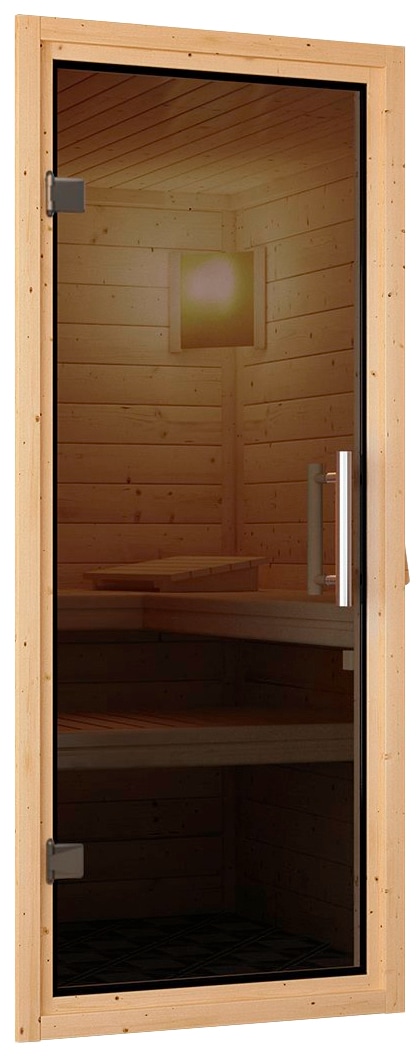 Saunatür KARIBU "Türpaket 38 + 40 mm Modern - Graphit", grau (graphit), B:65,6cm, Glas, Massivholz, Türen Image
