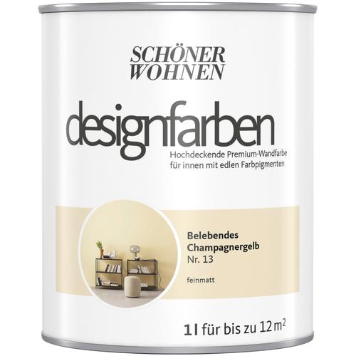 „SCHÖNER WOHNEN-FARBE Wand- und Deckenfarbe „“Designfarben““ Farben Belebendes Champagnercreme Nr. 13, hochdeckende Premium-Wandfarbe Gr. 1 l 1000 ml, belebendes champagnercreme nr 13 Wandfarbe bunt“