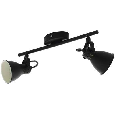 EGLO LED Deckenspots "SERAS 2 Deckenleuchte, Wohnzimmerlampe, Spot, schwarz, Metall, GU10", schwarz, B:6,5cm L:37cm, Lampen, Küchenlampe, Deckenstrahler, 2 flammig, Industrial, modern, 37x6,5cm Image