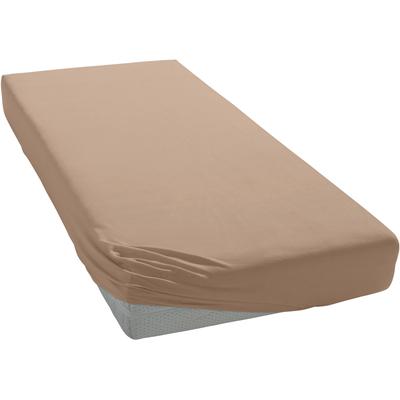Spannbettlaken JANINE "MAKO-FEINJERSEY 5007", braun (nougat), B:90-100cm L:200cm, Mako-Jersey, Obermaterial: 100% Baumwolle, Laken, aus 100% Baumwolle, für Matratzen bis 26 cm Höhe Image