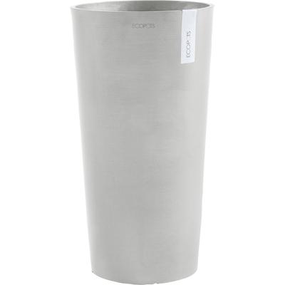Blumentopf ECOPOTS "AMSTERDAM MID HIGH White Grey", grau (weiß, grau), B:34cm H:66cm T:34cm Ø:34cm, Kunststoff, Pflanzgefäße, BxTxH: 34x34x66 cm