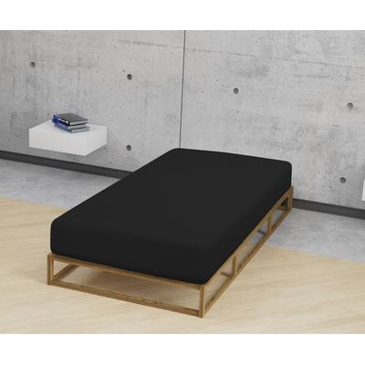 Spannbettlaken BIBERNA "Thea", schwarz, B:120-130cm L:200-220cm, Jersey-Elasthan, Obermaterial: 97% Baumwolle, 3% Elasthan, Laken, aus Baumwolle, für Matratzen bis 25 cm Höhe, Bettlaken, Spannbetttuch Image