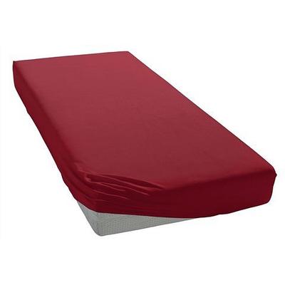 Spannbettlaken BELLANA "Zwirn-Elasthan deluxe in Gr. 90x200, 140x200 oder 180x200 cm", rot (rubin), B:180-200cm L:200-220cm, Jersey, Obermaterial: 97% Baumwolle, 3% Elasthan, Laken, aus Baumwolle, für Matratzen bis 35 cm Höhe, Bettlaken, Spannbetttuch Image