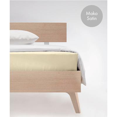 Spannbettlaken FLEURESSE "Colours in Gr. 90x200, 140x200 oder 180x200 cm", gelb (vanille), B:180cm L:200cm, Mako-Satin, Obermaterial: 100% Baumwolle, Laken, Mako Satin, für Matratzen bis 23 cm Höhe, Bettlaken, Spannbetttuch Image